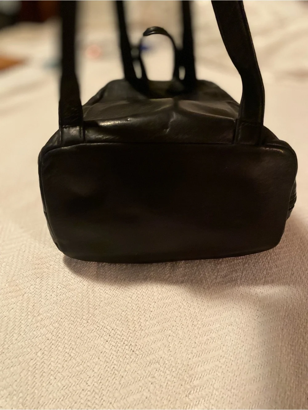 Perlina Black Leather Backpack with Silver Clasp